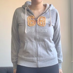 Grey Zippered Hoodie with Lining